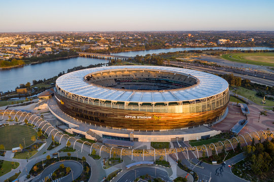 Perth Australia November 5th 2019: Aerial View Of The Optus Stadium At Dawn In Perth, Western Australia