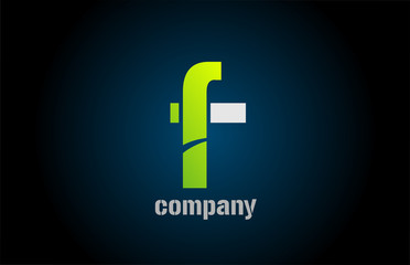 blue green white logo f alphabet letter design icon for company