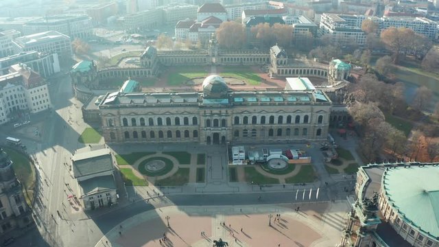 Dresden is a city in Germany, the administrative center of Saxony, on the river Elbe. It is one of the largest centers of industry, transport and culture in Germany. Drone view