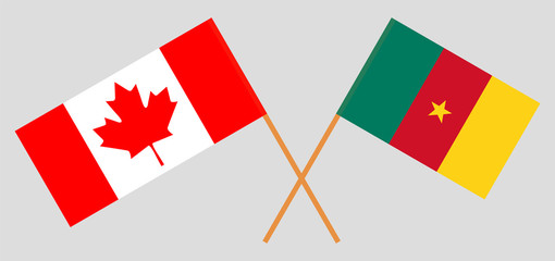 Crossed flags of Cameroon and Canada