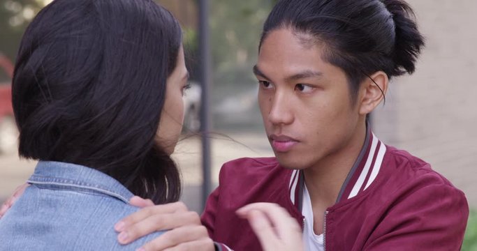Young boyfriend reassures his girlfriend everything will be ok. - Slow Motion - shot on RED