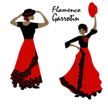 Flamenco dancers dancing garrotin - traditional spanish dance.