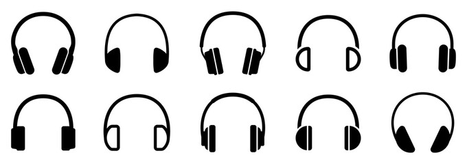 Headphones icons set. Vector illustration