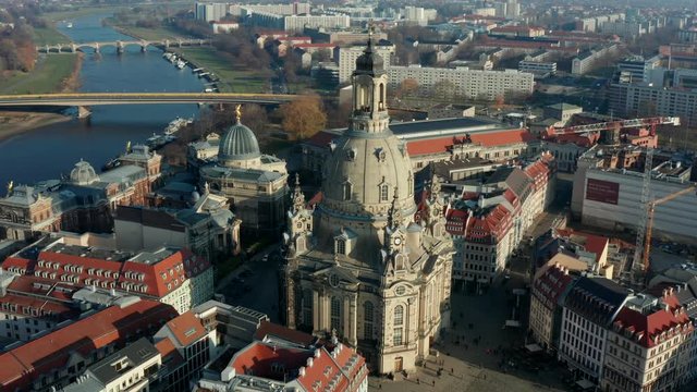 Dresden is a city in Germany, the administrative center of Saxony, on the river Elbe. It is one of the largest centers of industry, transport and culture in Germany. Drone view