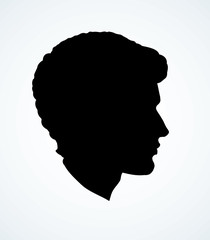 Vintage french wig. Vector drawing