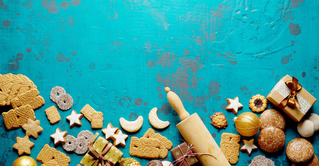 Christmas baking advertising banner with cookies