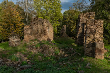 Old ruin of church of Saint Bartolomej near Besiny village in south Bohemia