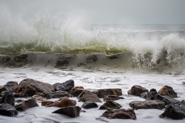 water flowing over rocks