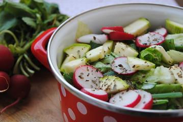 Green fresh salad close up