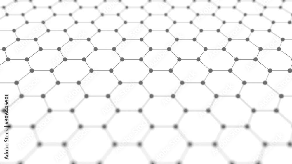 Poster hexagons connect in honeycomb mesh. geometric surface hexagonal waving motion background.