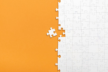 Business concept of white jigsaw puzzle.