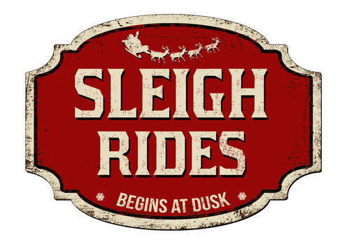 Sleigh Rides Vintage Rusty Metal Sign