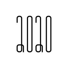 Happy New Year 2020 black line art number isolated on white background. Vector illustration eps10