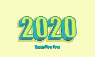 Happy new year 2020 3d greeting banner. Vector illustration eps10