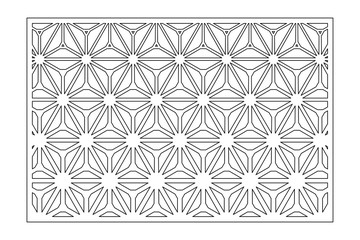 Decorative card for cutting. Recurring geometric mosaic pattern. Laser cut. Ratio 3:2. Vector illustration.