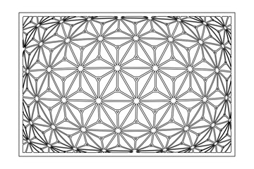 Decorative card for cutting. Recurring geometric mosaic pattern. Laser cut. Ratio 3:2. Vector illustration.