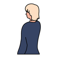 young man of back position on white background