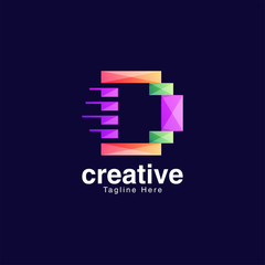 Abstract Letter D Logo For Media And Entertainment