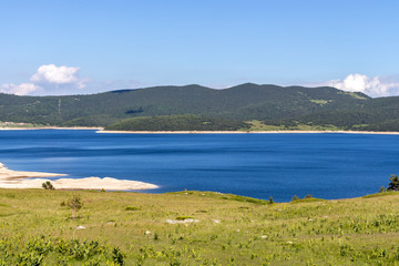 Fototapeta na wymiar Summer view of Belmeken Reservoir, Rila mountain, Bulgaria