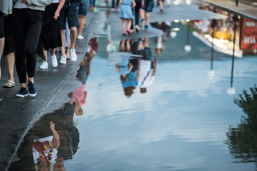 Peoples on flooded street