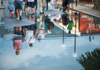 Peoples on flooded street