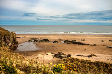 Fototapeta na wymiar St Cyrus Beach, Montrose, Aberdeenshire, Scotland, UK