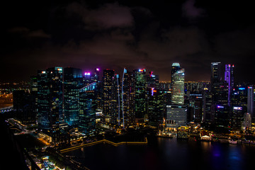 Fototapeta na wymiar Singapore, 7 january 2019 - The Singapore skyline at night