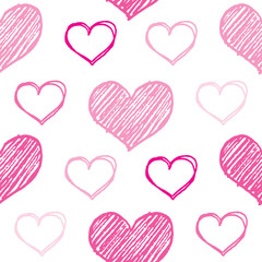 Vector illustration of sketched pink heart pattern for Valentine's Day