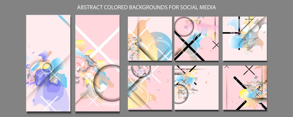 Abstract social media template art background. Futuristic vector illustration with circles on flat colored