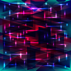 Bright cosmic luminous blue and sky blue triangles on the edges.