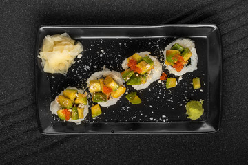 Sushi roll on dark background. asian food