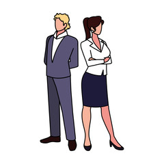business couple standing on white background
