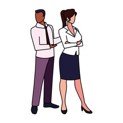 business couple standing on white background