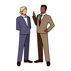 businessmen standing with various views and poses