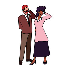 business couple standing on white background