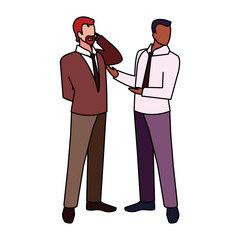 businessmen standing with various views and poses