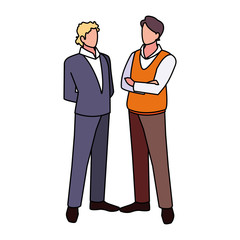 businessmen standing with various views and poses