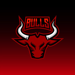 bull e sports logo design, bulls gaming mascot