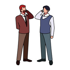 businessmen standing with various views and poses