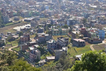 View of a Kathmandu neighborhood from a hill