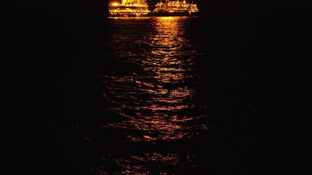 FPSO tanker vessel near Oil platform Rig. Offshore oil and gas industry, sea oil production and storage