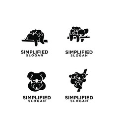 set of mom and kid koala black logo icon design vector © Alpha Vector