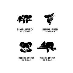 set of mom and kid koala black logo icon design vector © Alpha Vector