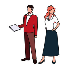 business couple standing on white background