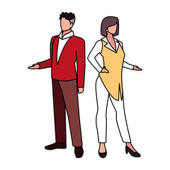 business couple standing on white background