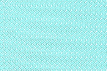 Pale turquoise leather background with imitation weave texture. Glossy dermantine, artificial leather structure. Fake woven leather wicker textured surface.