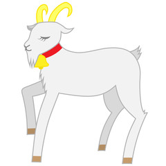 Illustration of a goat wearing a red collar