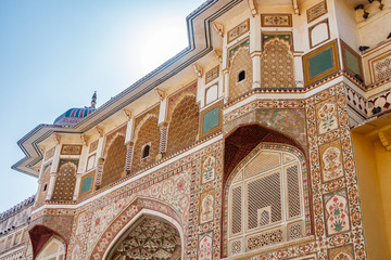 A section of  the Ganesh Pol palace at Amber Fort in Rajasthan, India.