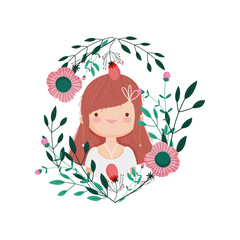 wedding bride flowers foliage floral decoration cartoon