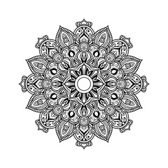 ABSTRACT BLACK AND WHITE MANDALA ART OUTLINE STYLE